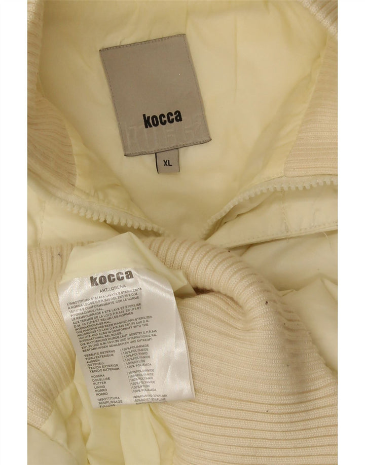 Giacca imbottita con cappuccio da donna KOCCA UK 18 XL in poliammide bianco sporco