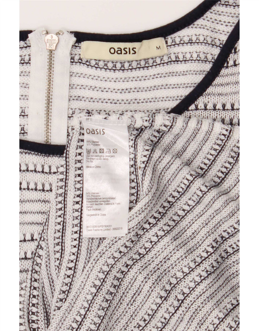 Top tunica manica 3/4 da donna Oasis UK 12 Viscosa a righe bianche medie