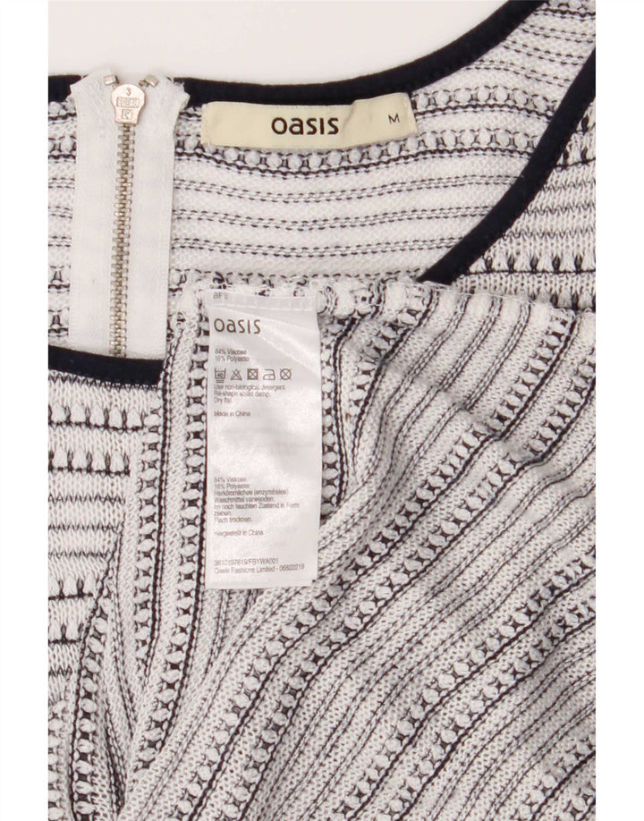 Top tunica manica 3/4 da donna Oasis UK 12 Viscosa a righe bianche medie