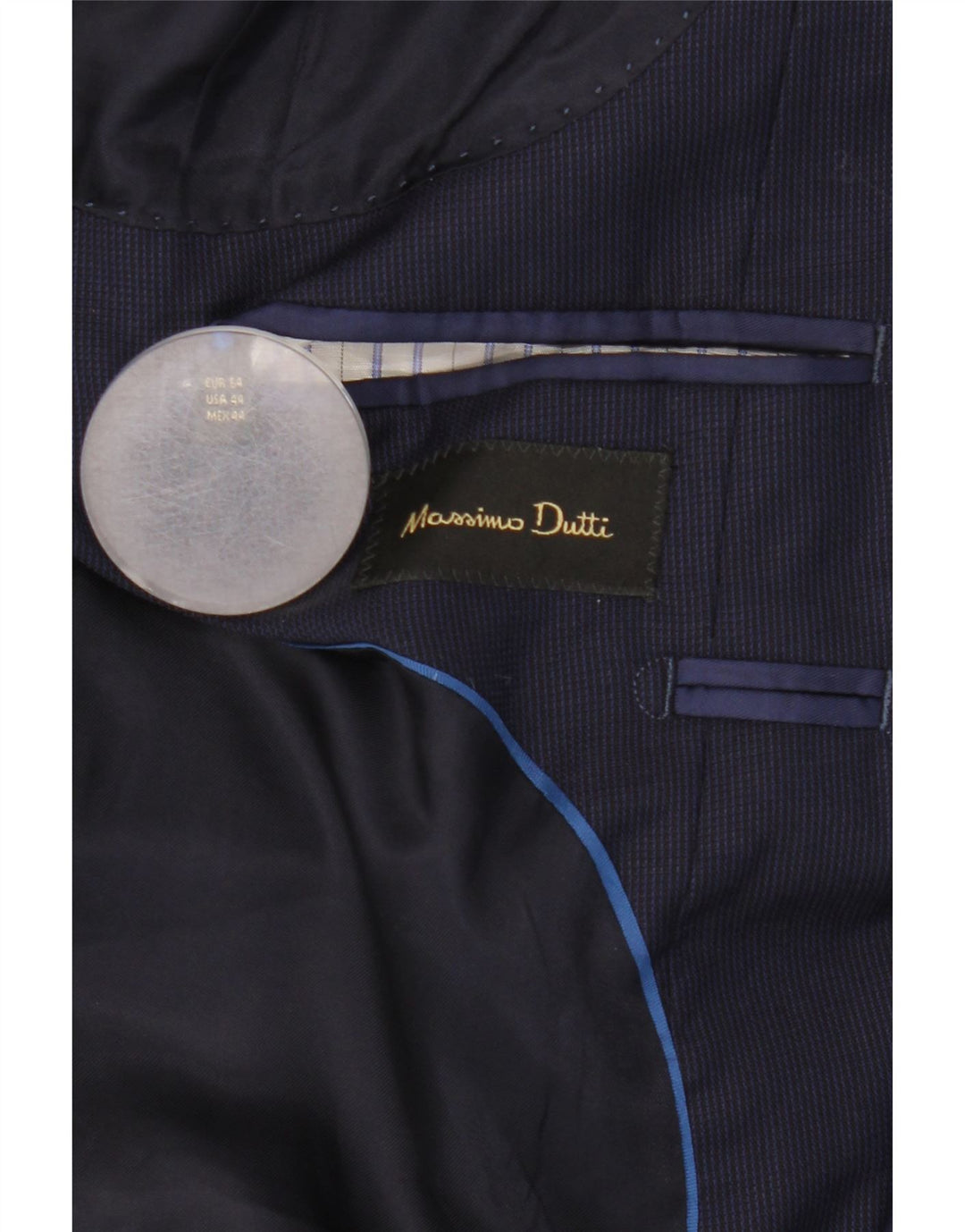 Giacca blazer da uomo a 2 bottoni Massimo Dutti EU 54 XL Lana blu navy