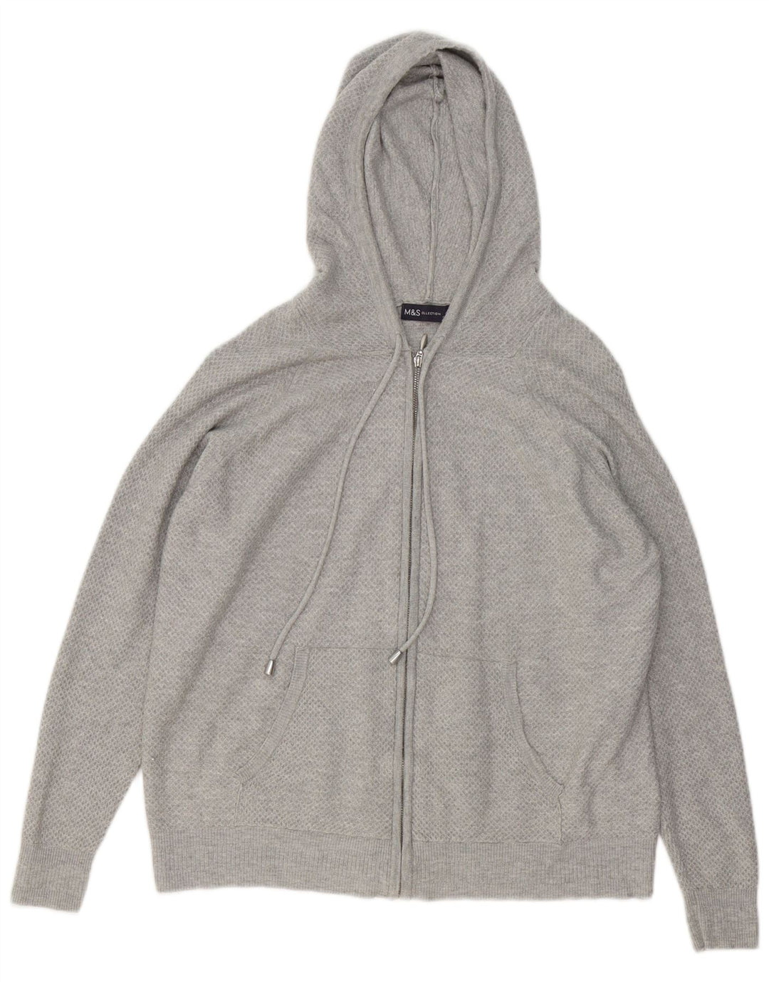 Maglione con cappuccio e zip da donna Marks & Spencer UK 14 Viscosa grigio medio