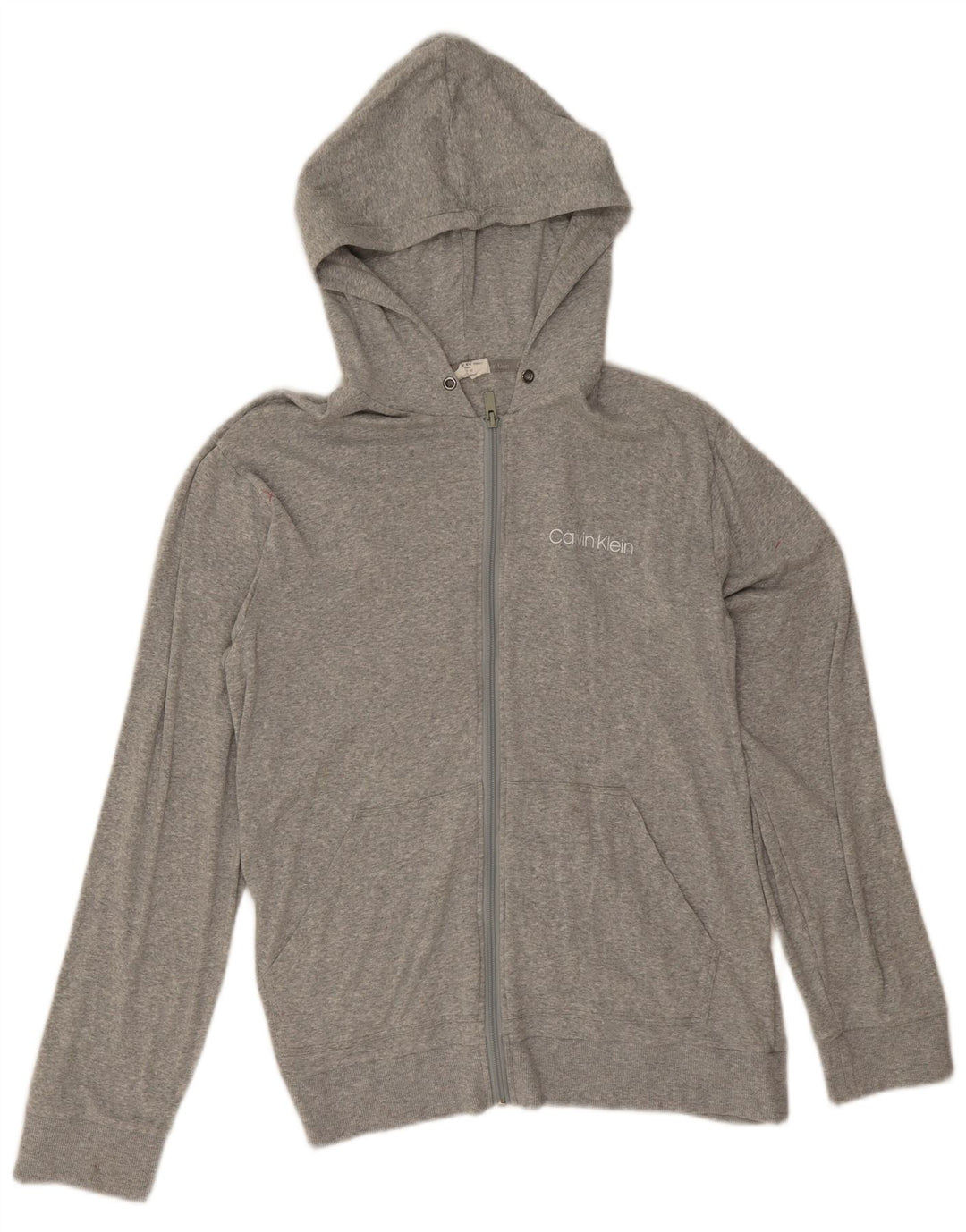 Maglione con cappuccio e zip da uomo Calvin Klein in cotone grigio medio