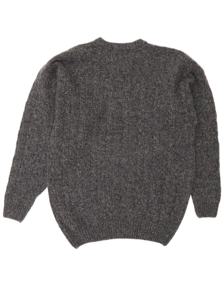 Maglione vintage da uomo girocollo IT 48 in lana grigio medio