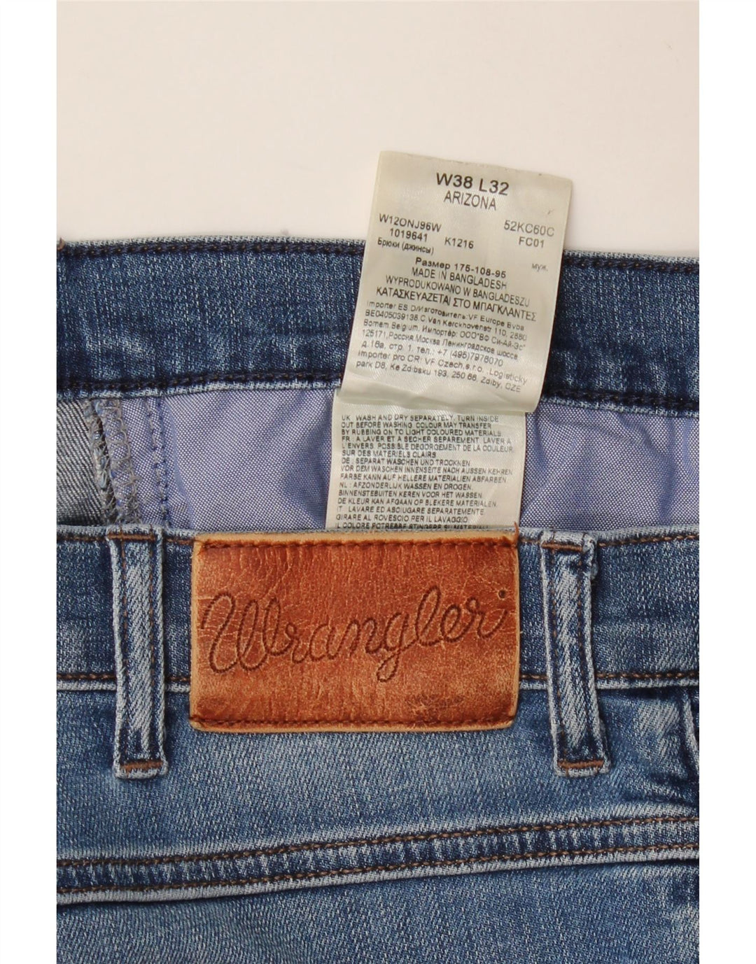 Jeans dritti da uomo Arizona WRANGLER W38 L32 cotone blu