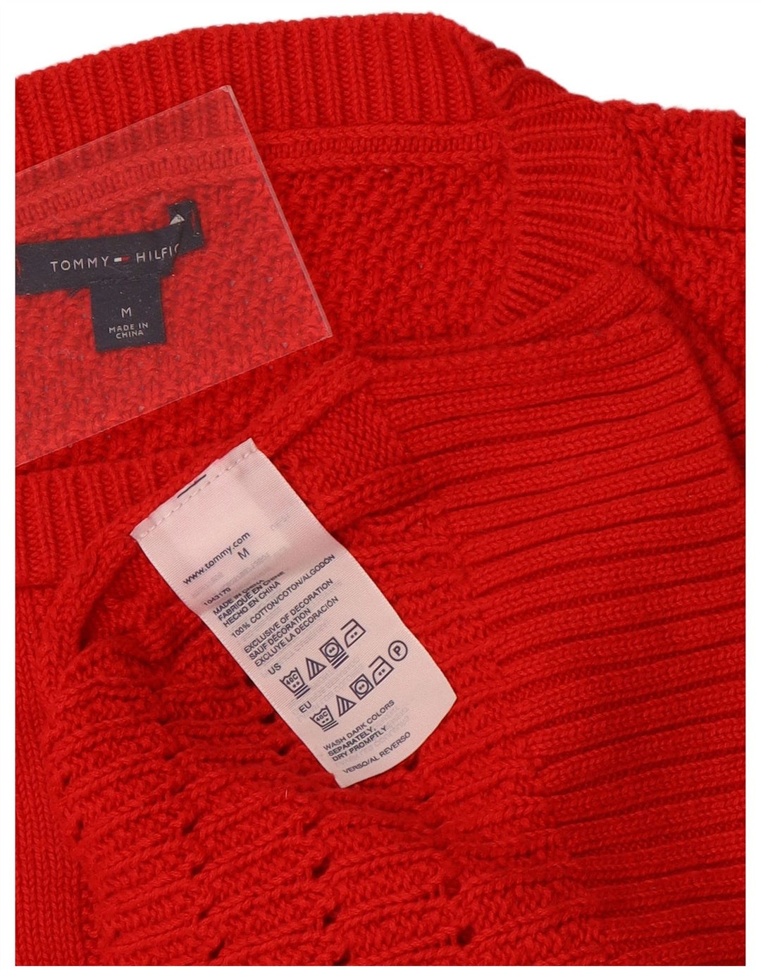 Maglione maglione con scollo a barca da donna Tommy Hilfiger UK 14 cotone rosso medio