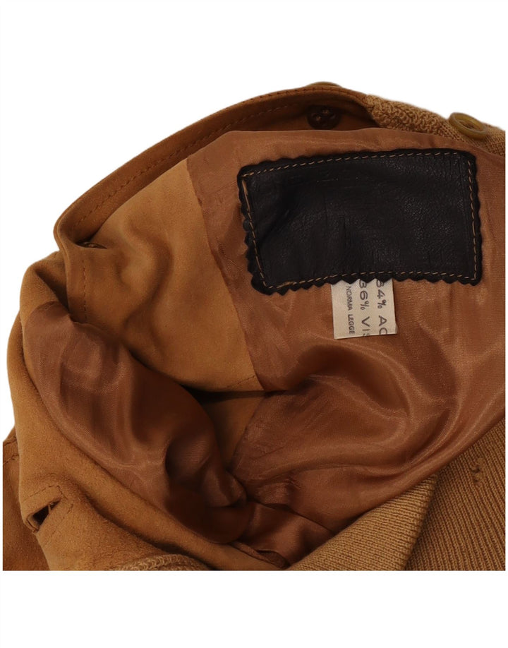Giubbotto bomber in pelle scamosciata vintage da uomo UK 36 piccola pelle marrone