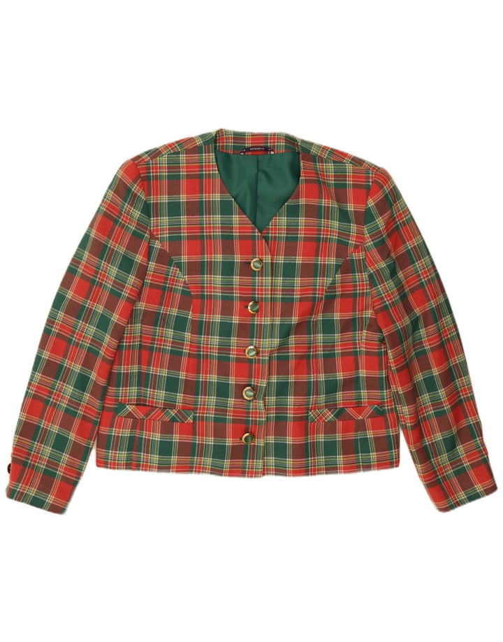 Giacca blazer da donna a 5 bottoni Yessica EU 42 viscosa a quadri rossi grandi