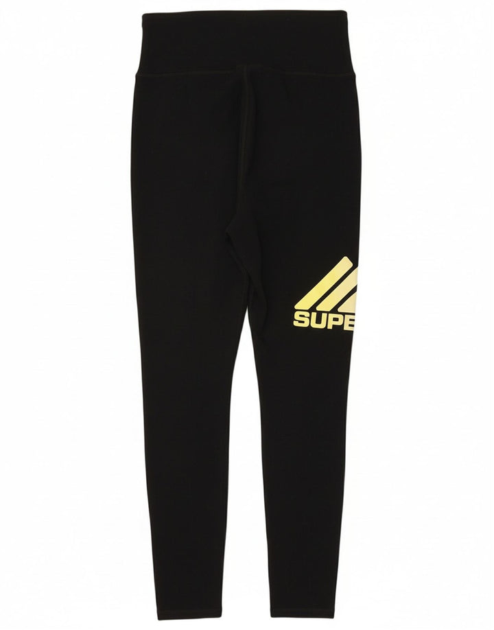 SUPERDRY Womens Graphic Leggings UK 10 Small Black Cotton