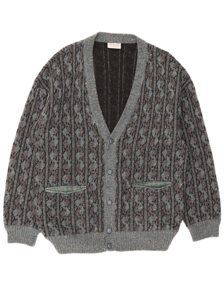 Maglione cardigan da uomo Ranger IT 52 Lana geometrica grigia grande