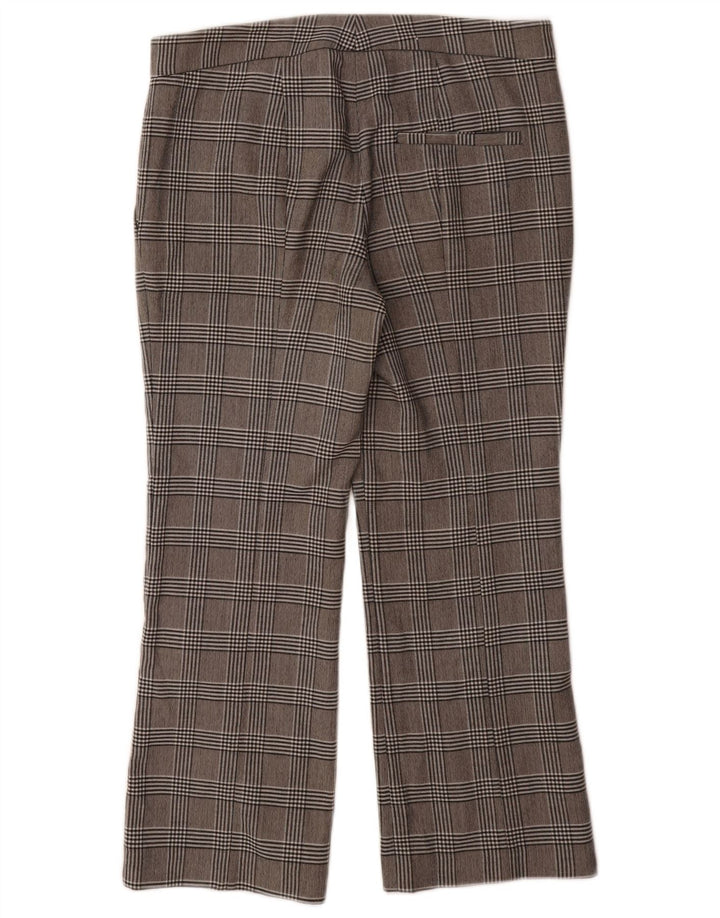 Pantaloni da abito dritti da donna Zara EU 38 Small W32 L26 Poliestere a quadri grigi