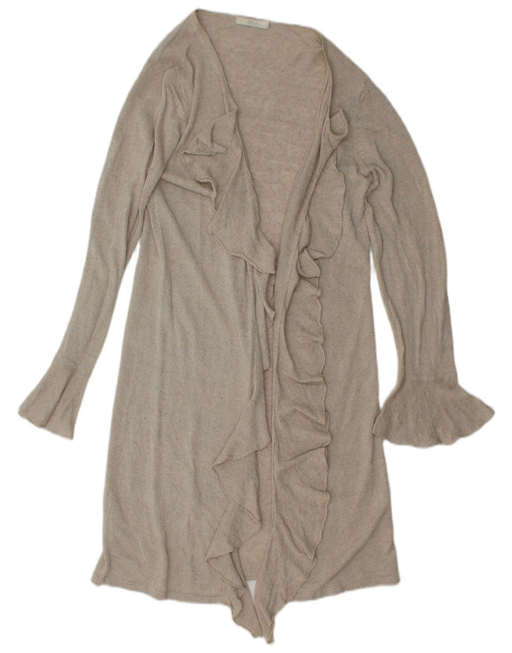 Maglione cardigan lungo da donna Marks & Spencer UK 12 Lino beige medio