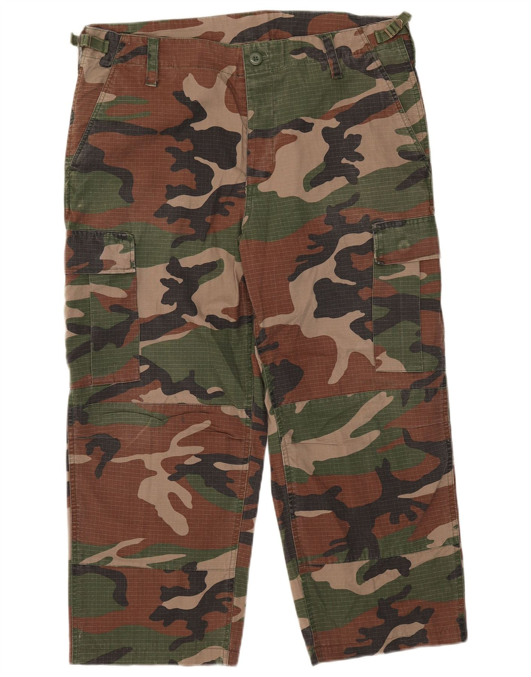 Pantaloni cargo vintage da uomo corti grandi W36 L24 mimetici multicolori