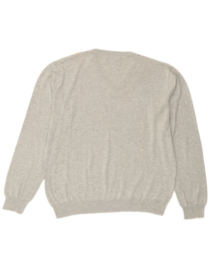Gant Maglione da uomo con scollo a V XL Grigio Argyle/Cotone diamante