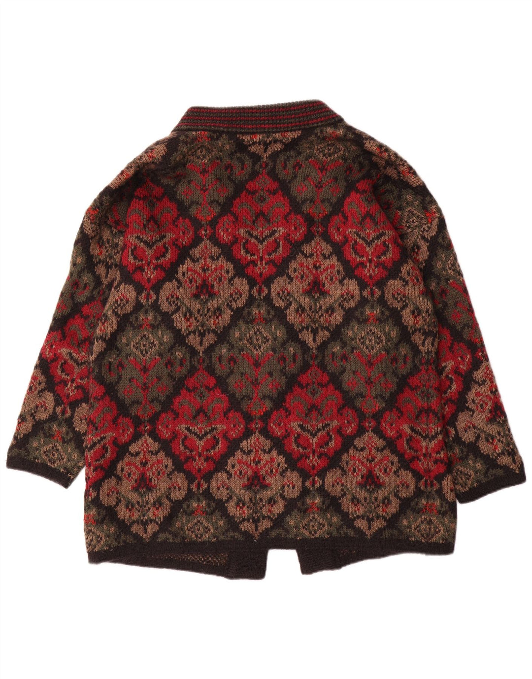 Maglione cardigan oversize da donna EASTEX UK 16 Grande acrilico rosso Fair Isle