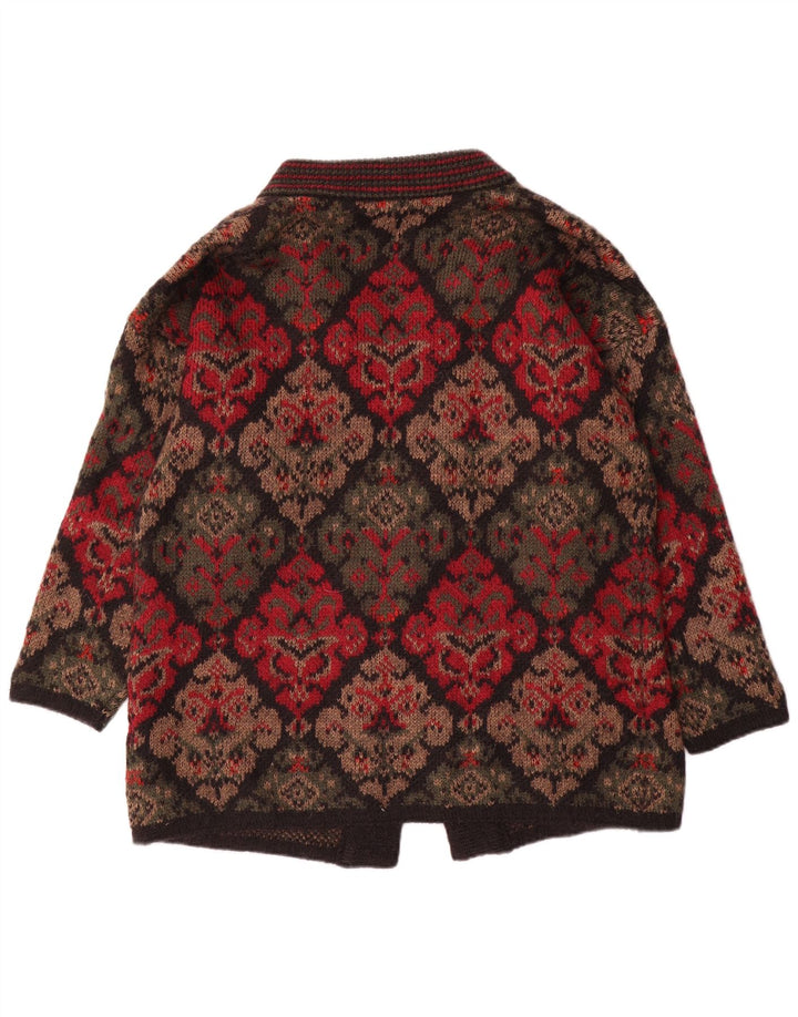 Maglione cardigan oversize da donna EASTEX UK 16 Grande acrilico rosso Fair Isle