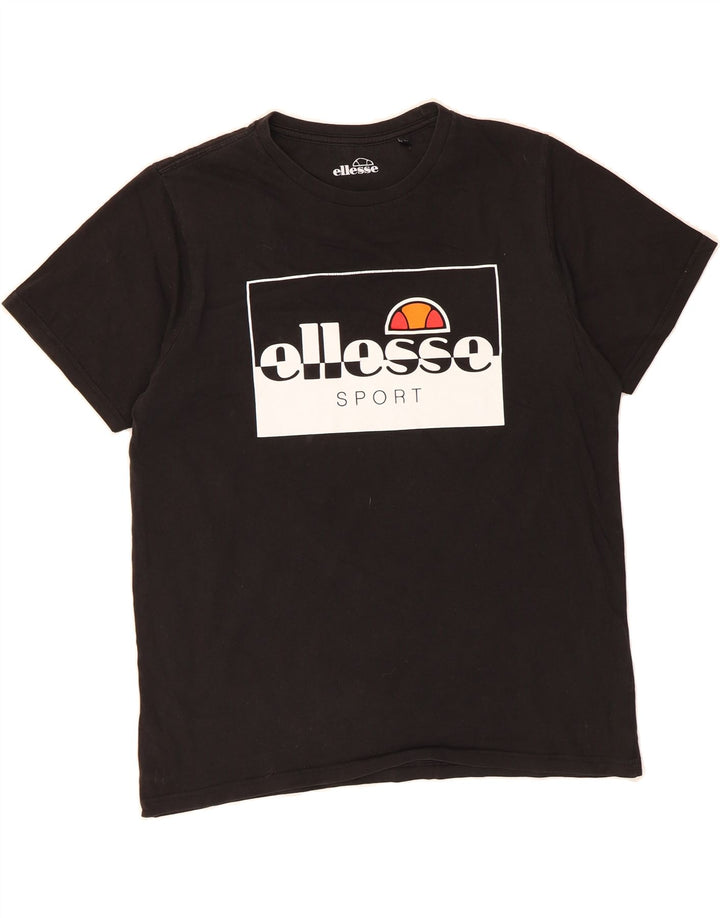ELLESSE Mens Graphic T-Shirt Top Large Black Cotton Vintage Ellesse and Second-Hand Ellesse from Messina Hembry 