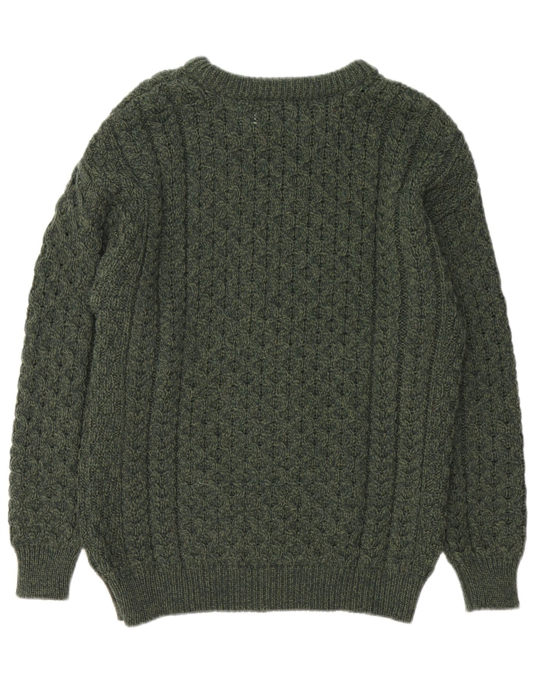 Maglione da uomo con scollo a barca Aran Crafts Lana merino verde medio