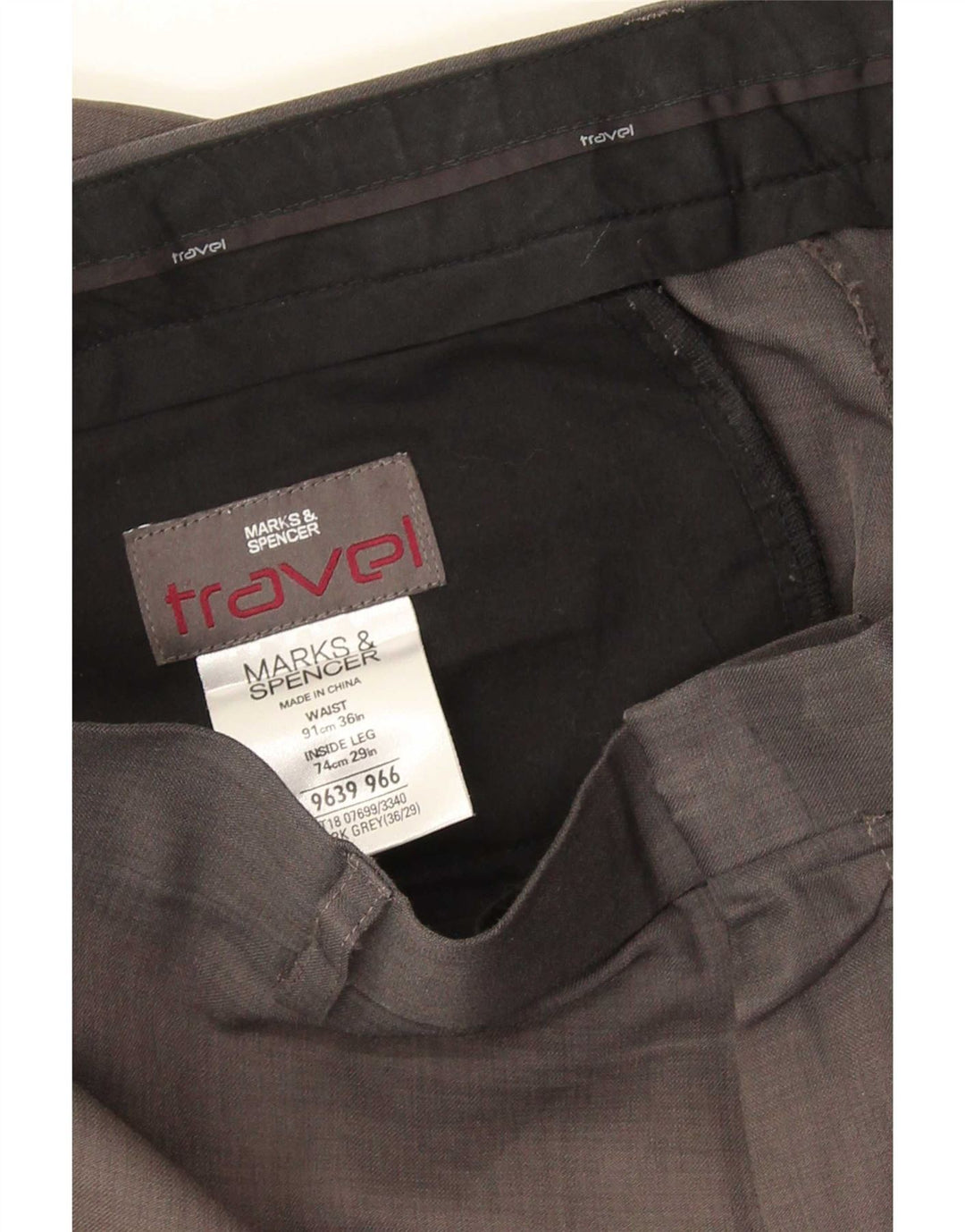 Pantaloni chino dritti da uomo Marks & Spencer W36 L29 poliestere grigio