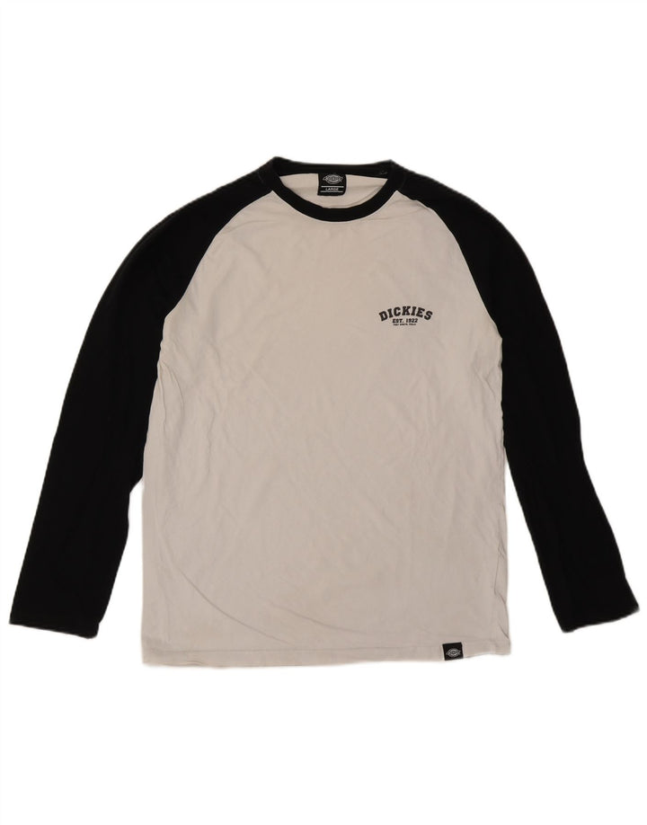 Dickies Top da uomo a maniche lunghe in cotone color block bianco grande