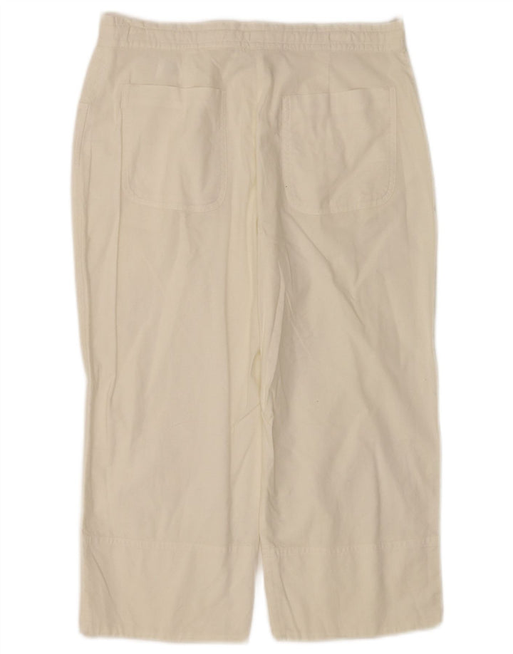 Pantaloni capri dritti da donna VINTAGE medi W28 L18 cotone bianco