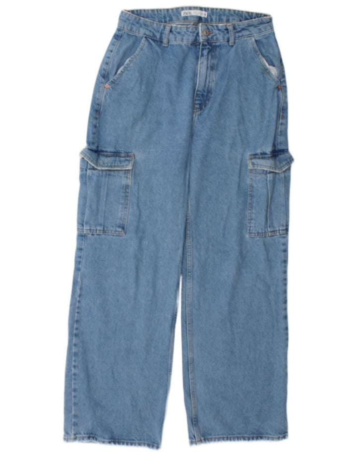 Jeans larghi cargo da donna Zara EU 40 medio W30 L30 cotone blu