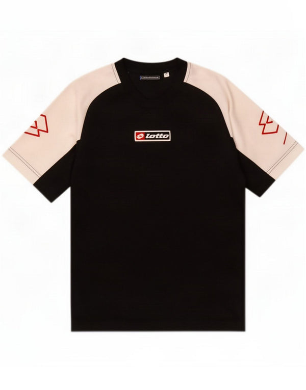 T-shirt grafica da uomo Lotto Top medio nero in poliestere color block