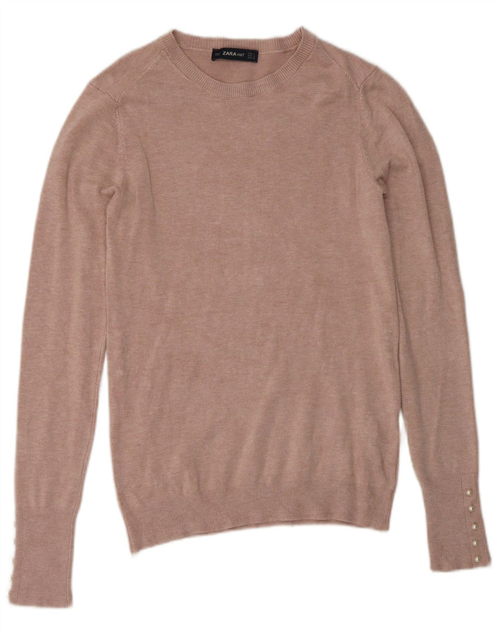 Maglione Zara da donna con scollo a barca UK 12 Viscosa rosa medio