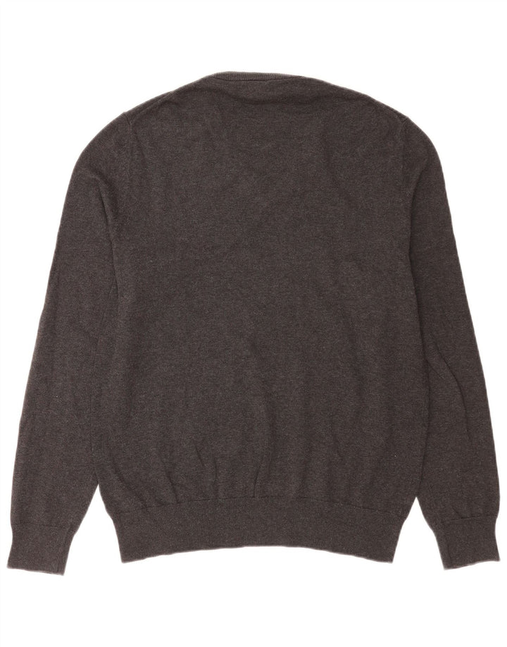 Maglione da uomo con scollo a V Marks & Spencer in cotone grigio medio