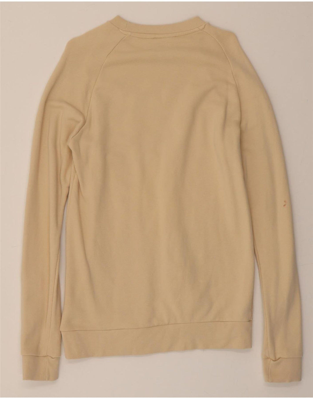 ADIDAS Mens Graphic Sweatshirt Jumper XS Beige Vintage Adidas and Second-Hand Adidas from Messina Hembry 