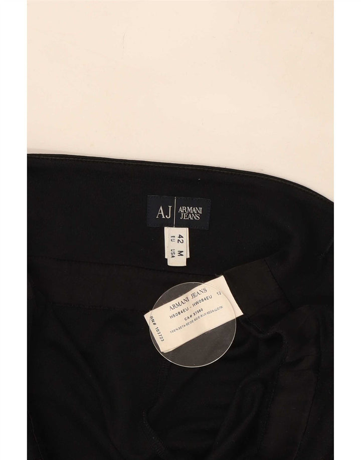 Top tunica asimmetrica senza maniche da donna Armani Jeans UK 12 seta media nera