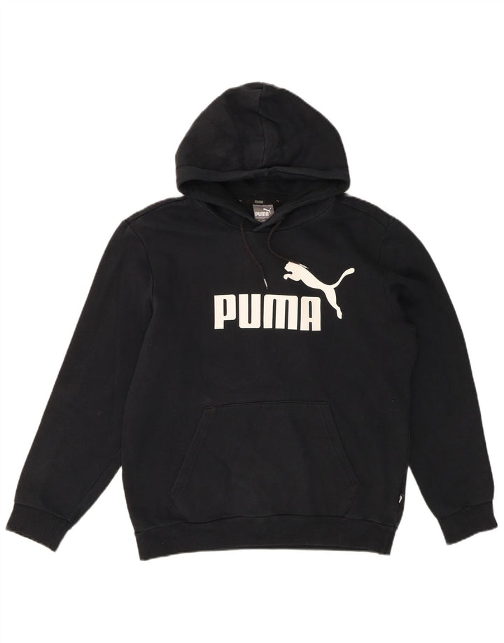PUMA Mens Graphic Hoodie Jumper Small Black Cotton