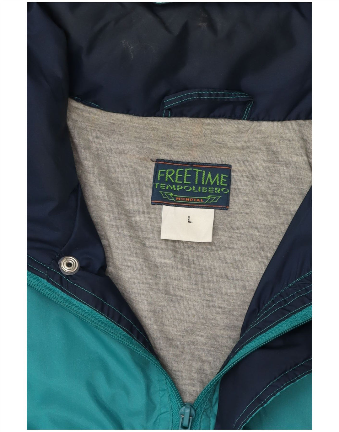 VINTAGE Mens Hooded Rain Jacket UK 40 Large Blue Colourblock Polyamide