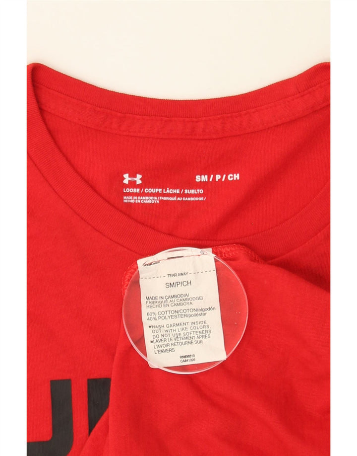UNDER ARMOUR Mens Graphic T-Shirt Top Small Red Cotton Vintage Under Armour and Second-Hand Under Armour from Messina Hembry 