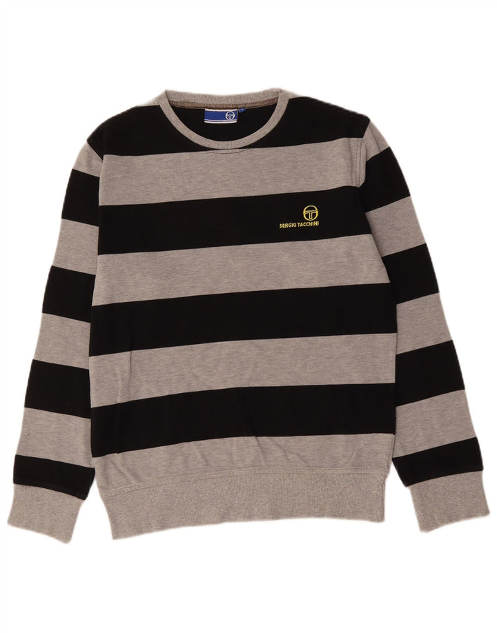 SERGIO TACCHINI Felpa Uomo Maglione Piccolo Cotone Rigato Grigio