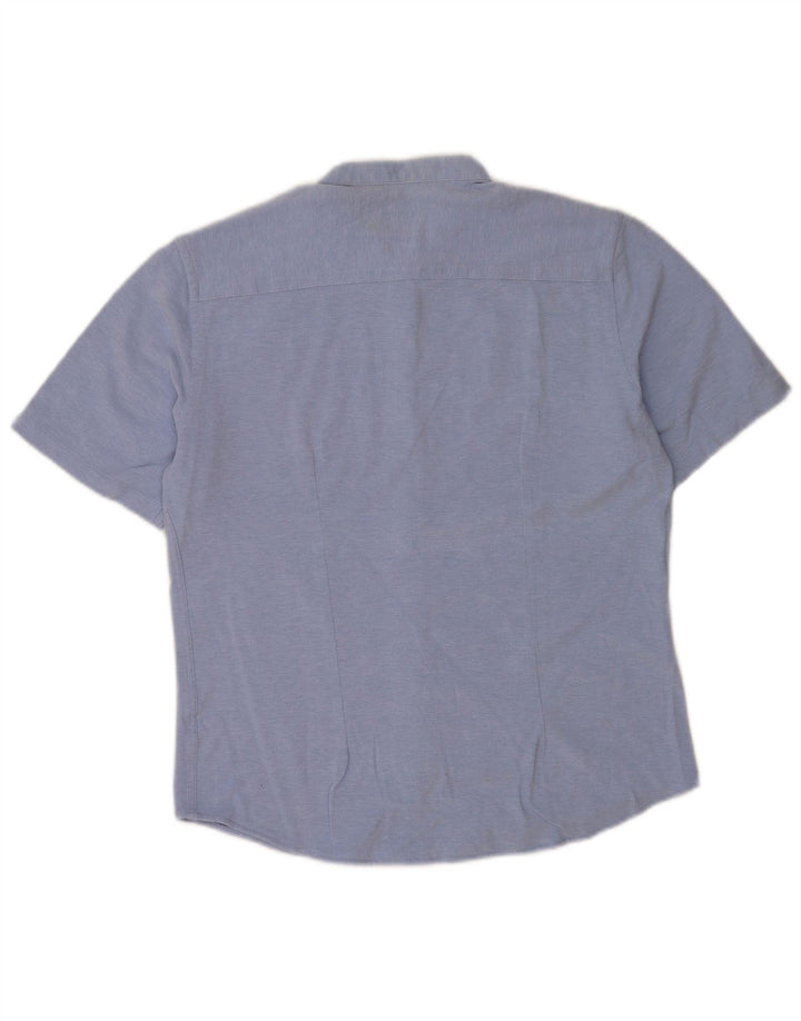 Camicia slim fit a maniche corte da uomo Zara blu medio