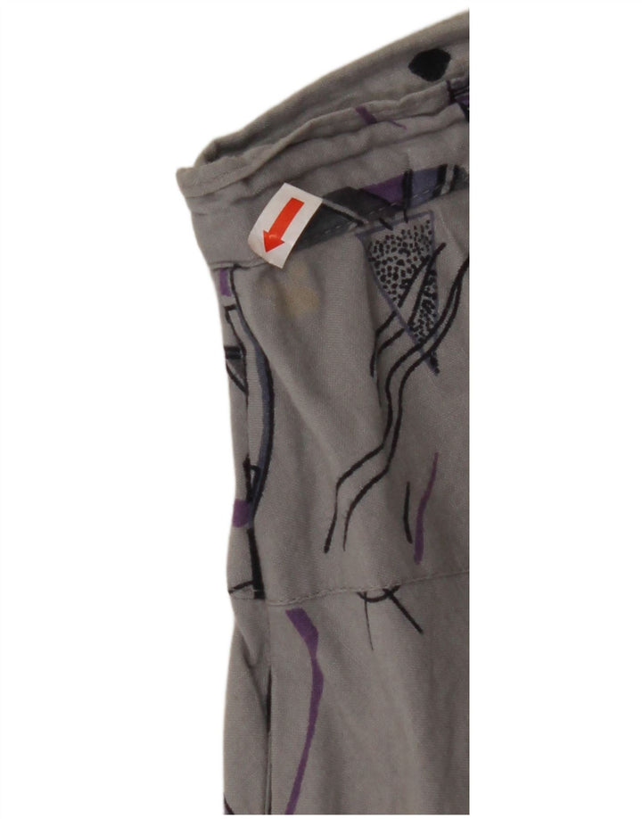 Gonna a trapezio a vita alta da donna VINTAGE W32 grande grigio geometrico