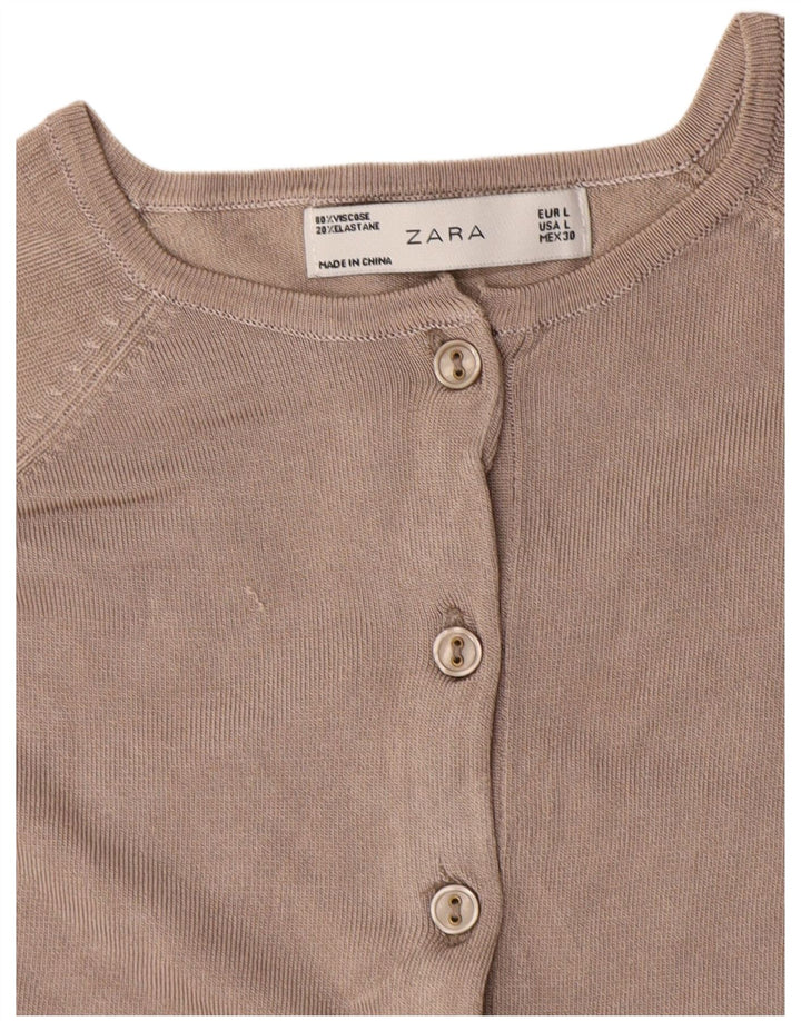 Maglione cardigan da donna Zara UK 14 grande viscosa grigia