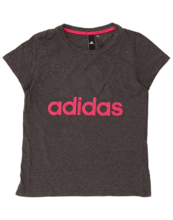 T-shirt grafica da donna Adidas Top UK 12/14 Cotone grigio medio