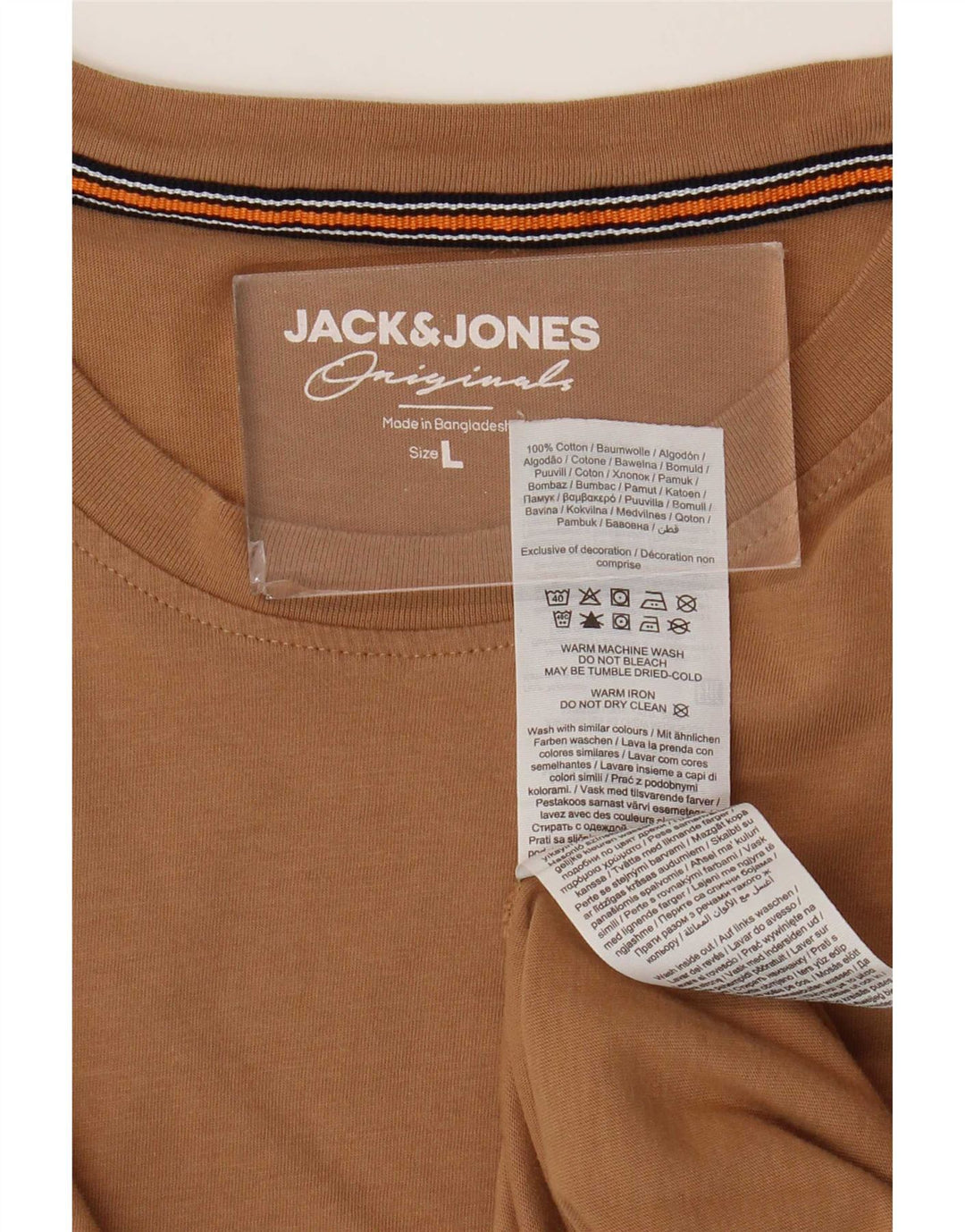 T-shirt da uomo Jack & Jones Top grande in cotone marrone