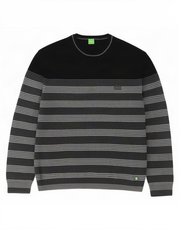 Maglione maglione girocollo da uomo Hugo Boss XL in cotone gessato grigio