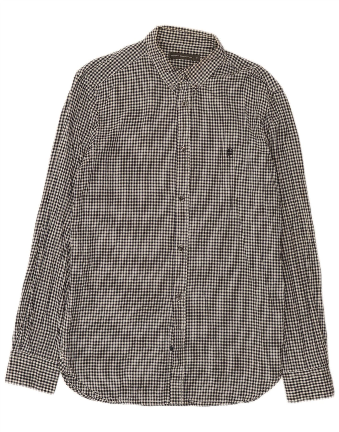 Camicia da uomo French Connection in cotone a quadretti nero medio