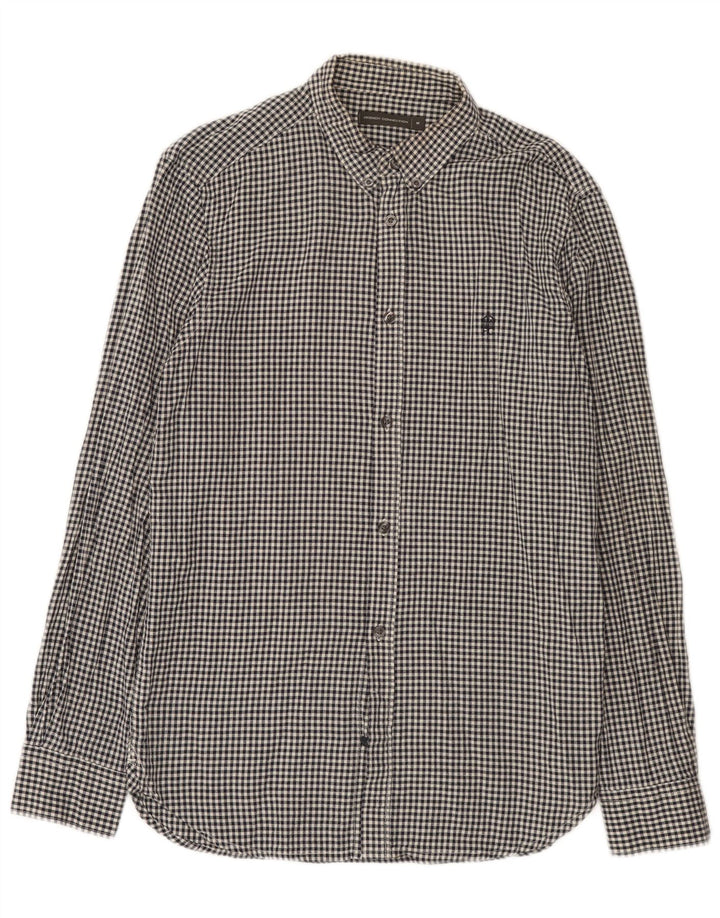 Camicia da uomo French Connection in cotone a quadretti nero medio