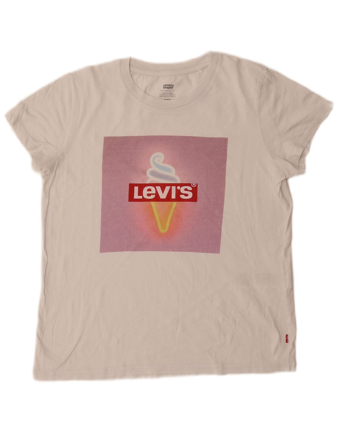 T-shirt grafica da donna LEVI'S Top UK 12 cotone bianco medio