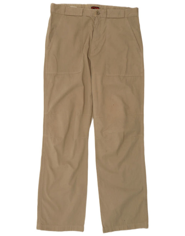 Pantaloni chino dritti da uomo Playlife grandi W36 L33 in cotone beige
