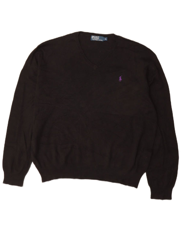 Polo Ralph Lauren Maglione da uomo con scollo a V XL in cotone nero