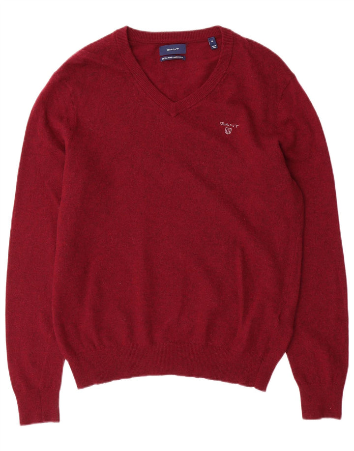 Gant Maglione da uomo con scollo a V in lana d'agnello bordeaux medio