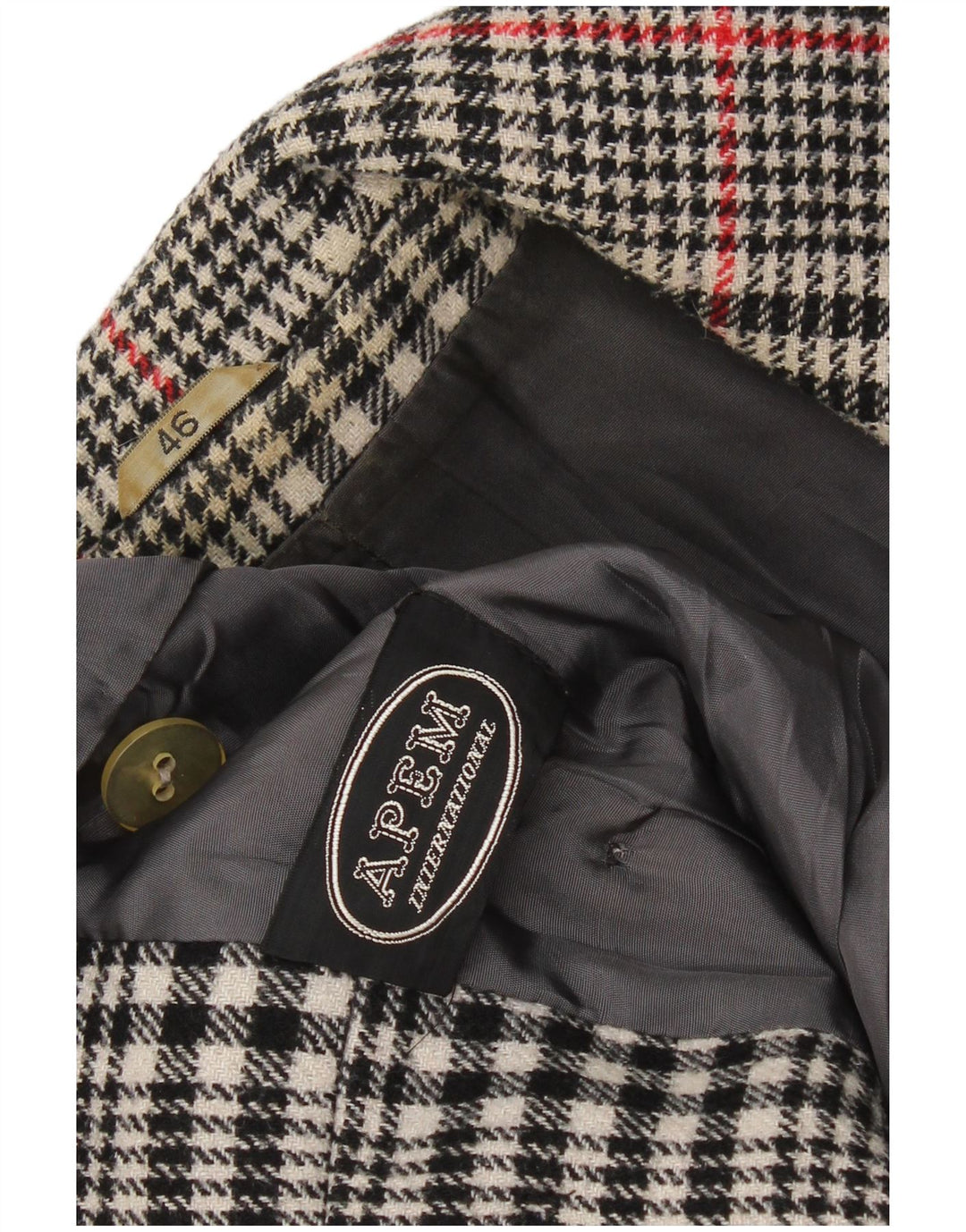 Trench doppiopetto vintage da donna IT 46 a quadri grigi grandi