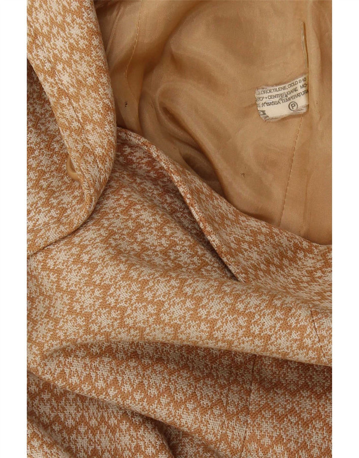 Cappotto vintage da donna UK 10 piccolo beige geometrico