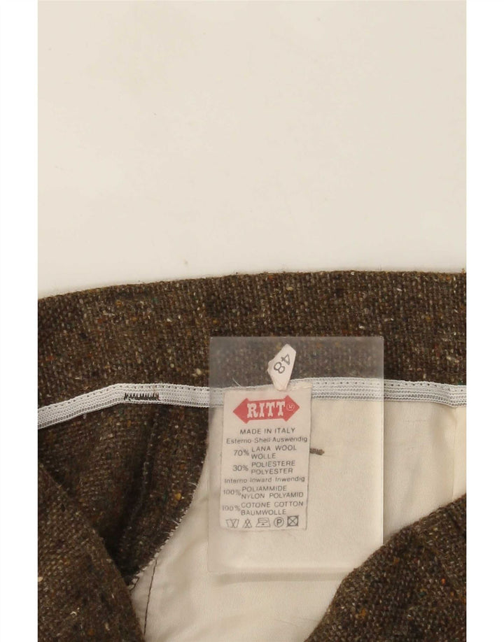 Pantaloni da abito da uomo con pegged Ritt IT 48 Medium W32 L30 Lana screziata kaki