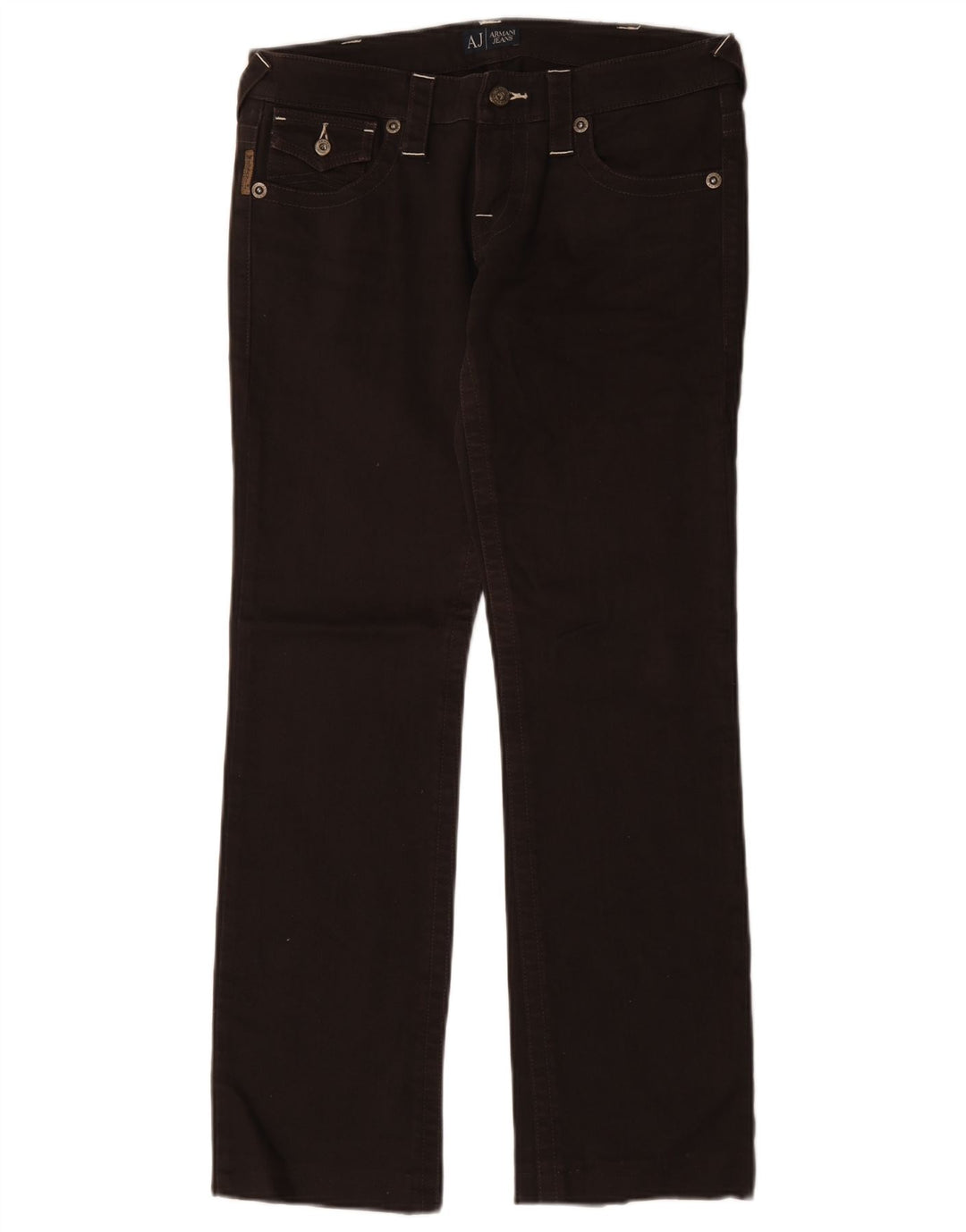 Jeans dritti da donna Armani W28 L30 cotone marrone